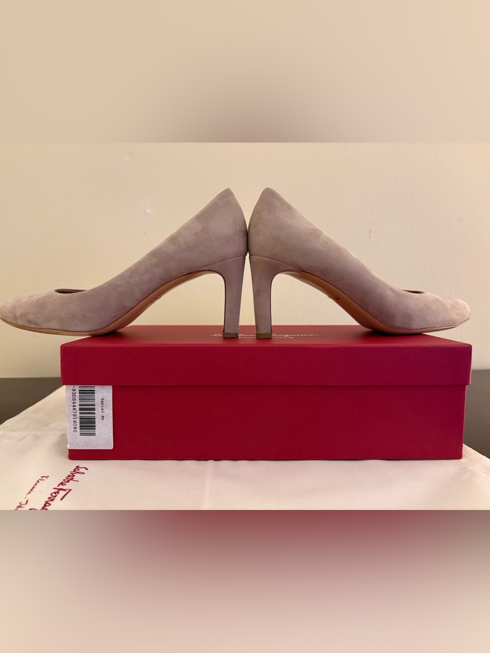 Salvatore Ferragamo Classic Taupe Suede Women's Pumps